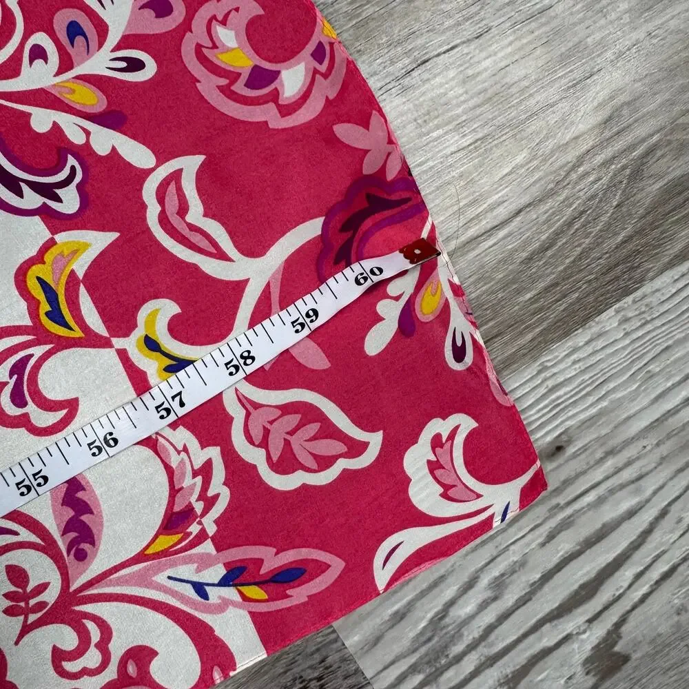 Cynthia Rowley Pink Silk Scarf Floral Y2K Resort Preppy Coastal Chic